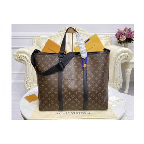 Louis Vuitton M45733 Week-End Tote GM Bag in Monogram Macassar canvas