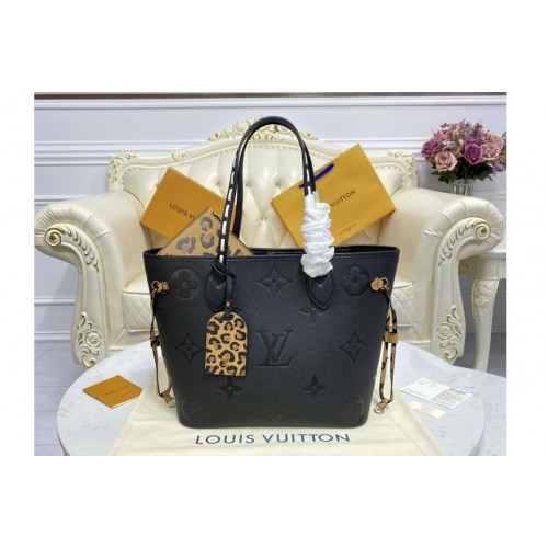 Louis Vuitton M45856 Neverfull MM tote Bag in Black Monogram Empreinte leather