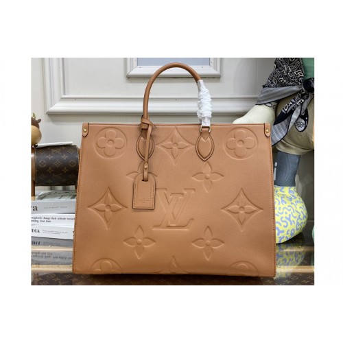 Louis Vuitton M46134 OnTheGo GM tote bag in Brown Monogram Empreinte Leather