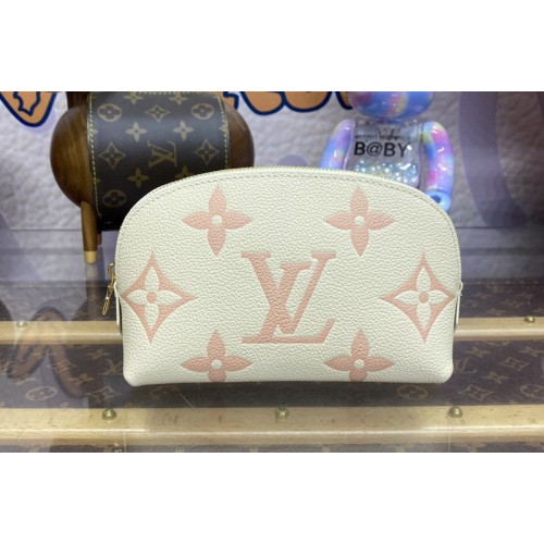 Louis Vuitton M45951 Cosmetic Pouch PM in White Pink Monogram Empreinte cowhide leather