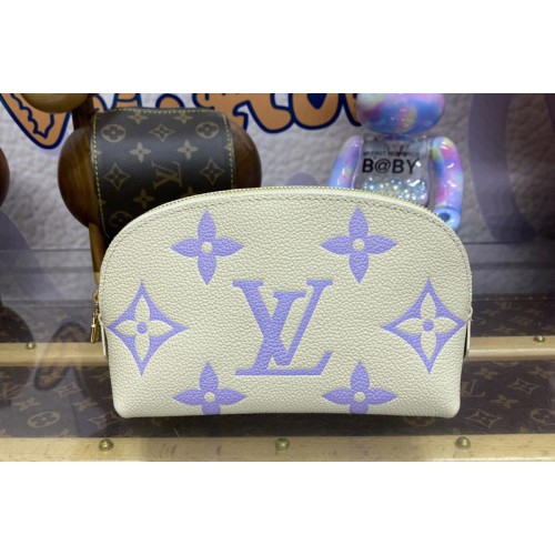 Louis Vuitton M45951 Cosmetic Pouch PM in White Purple Monogram Empreinte cowhide leather