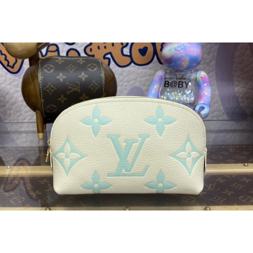 Louis Vuitton M45951 Cosmetic Pouch PM in White Green Monogram Empreinte cowhide leather