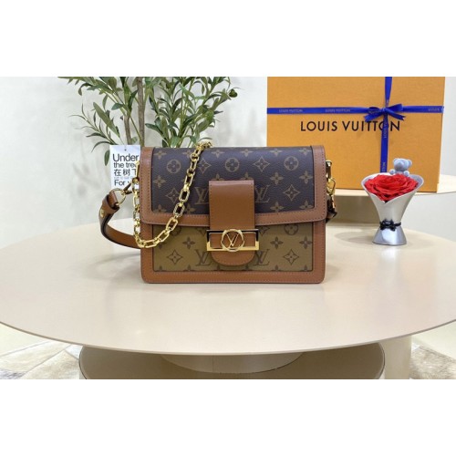Louis Vuitton M45958 Dauphine MM Bag in Monogram and Monogram Reverse coated canvas