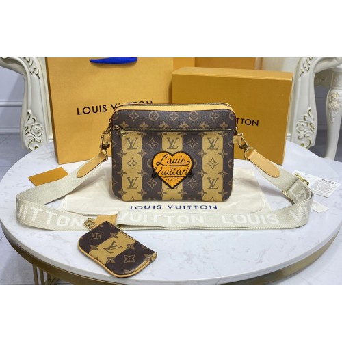 Louis Vuitton M45965 Trio Messenger bag in Monogram Stripes Brown canvas