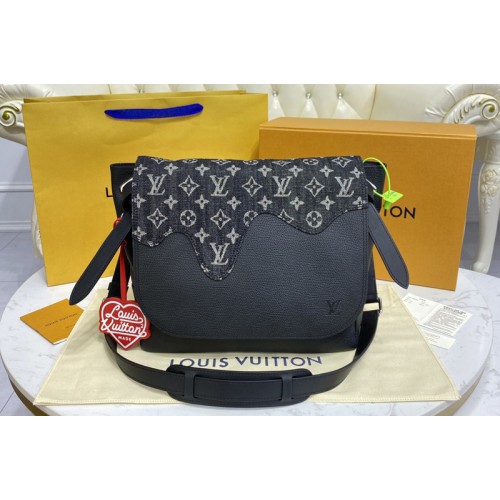 Louis Vuitton M45971 Besace Tokyo Bag in Black Monogram denim and Taurillon leather