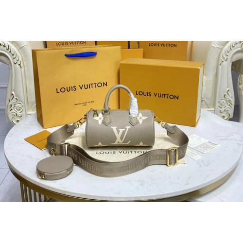 Louis Vuitton M46031 Papillon BB bag in Gray Beige Monogram Empreinte leather