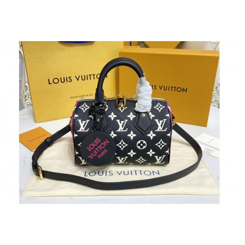 Louis Vuitton M46088 Speedy Bandoulière 20 handbag on Black White Pink Monogram Empreinte Leather