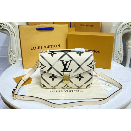 Louis Vuitton M46028 Pochette Metis handbag in Black Beige Monogram Empreinte leather