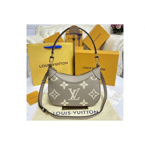 Louis Vuitton M46112 Bagatelle mini hobo handbag in Grey Beige Monogram Empreinte leather