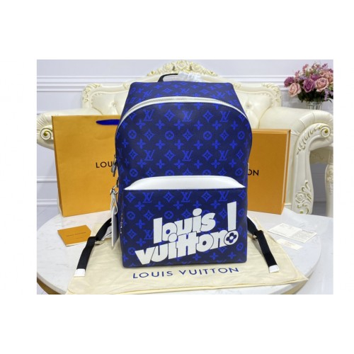 Louis Vuitton M46118 Carry It Backpack in Blue Monogram Reverse Canvas