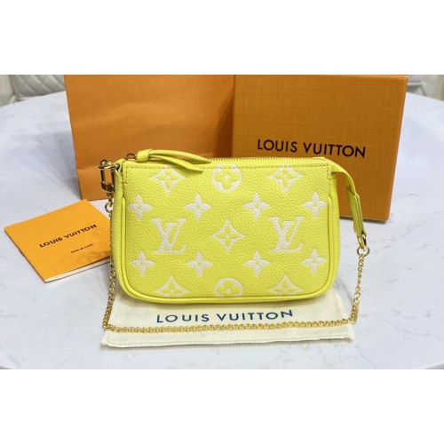 Louis Vuitton M46129 Mini Pochette Accessoires on Yellow Monogram Empreinte leather