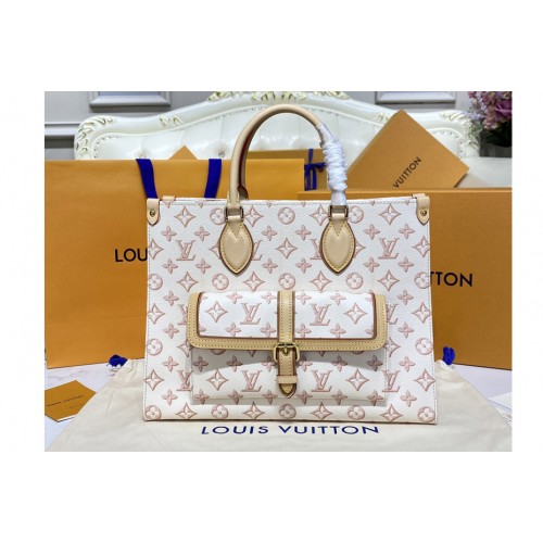 Louis Vuitton M46154 OnTheGo MM tote bag in White Monogram coated canvas