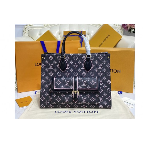 Louis Vuitton M46154 OnTheGo MM tote bag in Black Monogram coated canvas