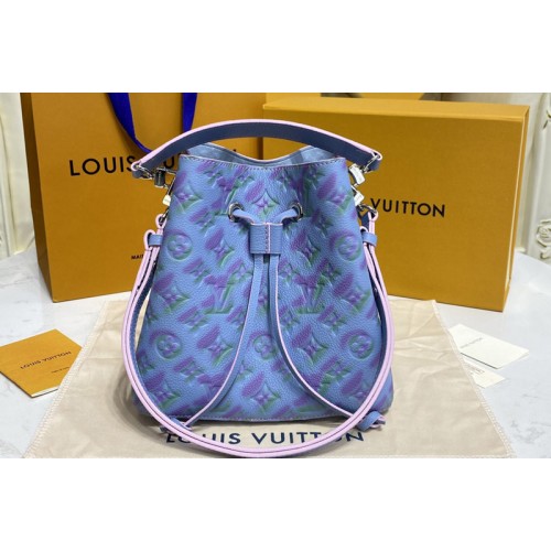 Louis Vuitton M46173 NeoNoe BB bucket bag in Blue Monogram Empreinte leather