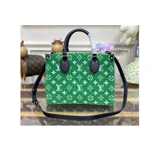 Louis Vuitton M46216 OnTheGo PM tote Bag in Green Monogram jacquard velvet