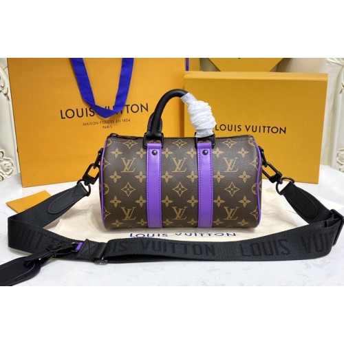 Louis Vuitton M46249 Keepall Bandouliere 25 Bag in Monogram Macassar canvas With Purple