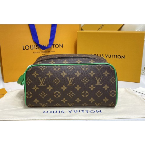 Louis Vuitton M46253 Dopp Kit Toilet Pouch in Monogram Macassar coated canvas With Green