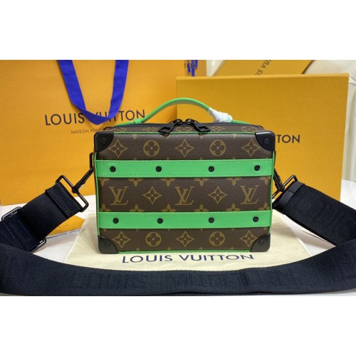 Louis Vuitton M46264 Handle Soft Trunk Bag in Monogram Macassar coated canvas and Green cowhide leather
