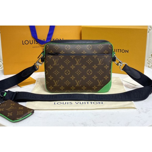 Louis Vuitton M46266 Trio Messenger Bag in Monogram Macassar coated canvas and Green cowhide leather