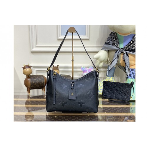 Louis Vuitton M46288 CarryAll PM Bag in Black embossed leather