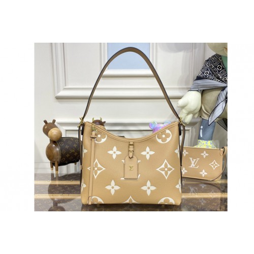 Louis Vuitton M46288 CarryAll PM Bag in Tan embossed leather