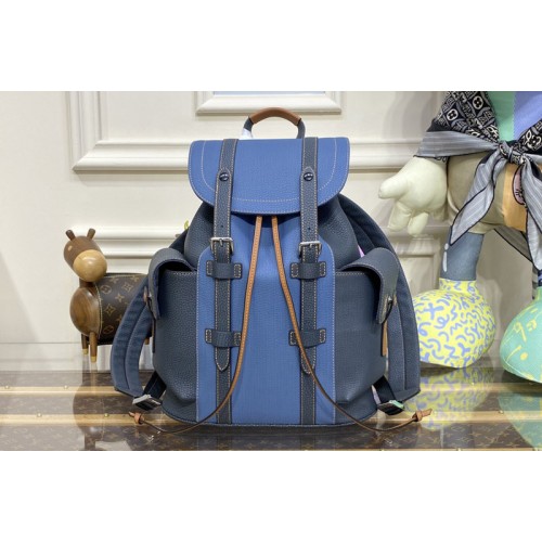 Louis Vuitton M46338 Christopher MM backpack in Blue Leather
