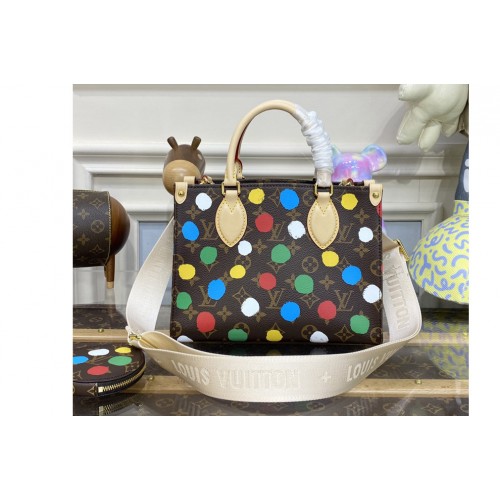 Louis Vuitton M46380 LVxYK OnTheGo PM Bag in Monogram coated canvas with 3D Painted Dots print