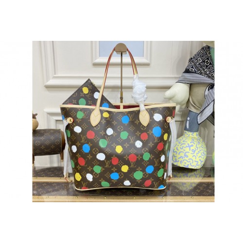 Louis Vuitton M46381 LVxYK Neverfull MM tote Bag in Monogram coated canvas with 3D Painted Dots print