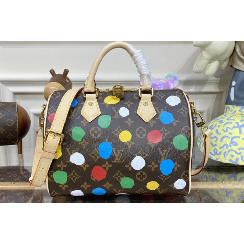 Louis Vuitton M46433 LVxYK Speedy Bandouliere 25 Bag in Monogram coated canvas with 3D Painted Dots print