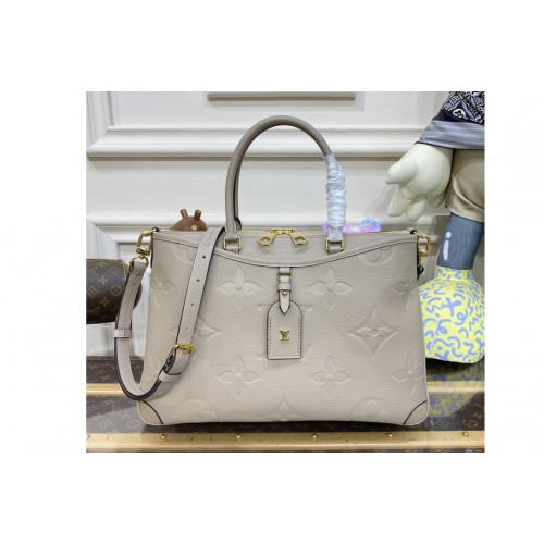 Louis Vuitton M46504 Trianon MM tote Bag in Tourterelle Gray Monogram Empreinte leather
