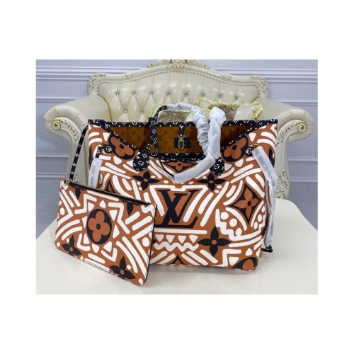 Louis Vuitton M56584 Crafty Neverfull MM tote bag in Caramel and Cream Monogram Giant coated canvas