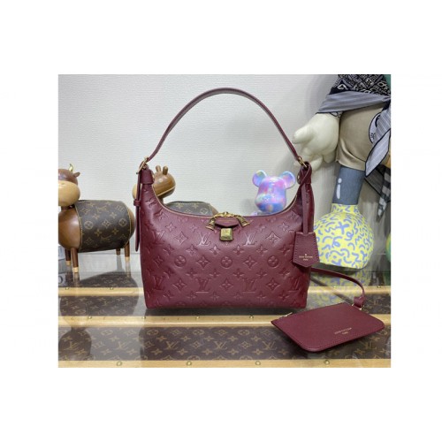 Louis Vuitton M46674 Sac Sport hobo bag in Wine Red Monogram Empreinte leather