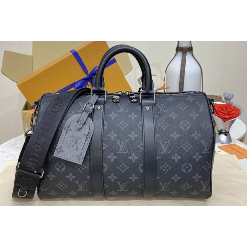 Louis Vuitton M46655 Keepall Bandouliere 35 Bag in Monogram Eclipse Reverse canvas