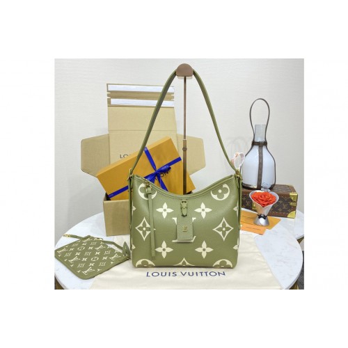 Louis Vuitton M46672 CarryAll PM bag in Light Khaki Cream Monogram Empreinte Leather