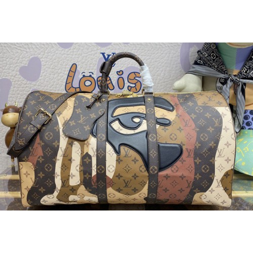 Louis Vuitton M46677 Keepall Bandouliere 55 bag in Brown Monogram coated canvas and cowhide leather