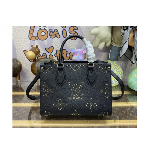 Louis Vuitton M46733 OnTheGo PM handbag in Black Monogram Empreinte grained cowhide leather with studs