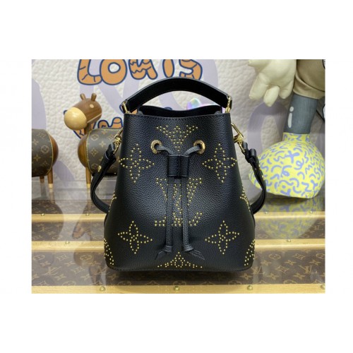 Louis Vuitton M46734 NeoNoe BB bucket bag in Black Monogram Empreinte grained cowhide leather with studs