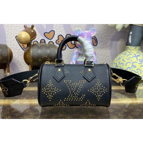 Louis Vuitton M46745 Nano Speedy bag in Black Monogram Empreinte grained cowhide leather with studs