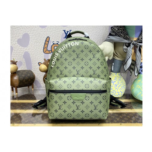 Louis Vuitton M46802 Discovery Backpack PM in Khaki Green Vermillion Red Monogram coated canvas