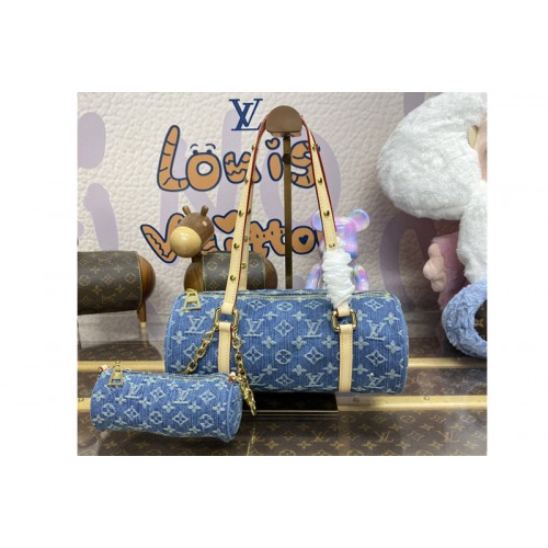 Louis Vuitton M46830 Papillon handbag in Blue Monogram Denim canvas