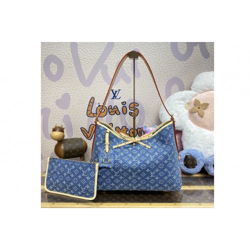 Louis Vuitton M46855 Carryall MM bag in Denim Blue Monogram Denim canvas