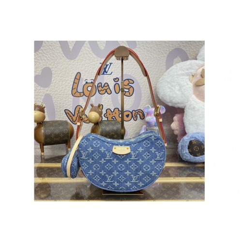 Louis Vuitton M46856 Croissant MM handbag in Denim Blue Monogram Denim canvas