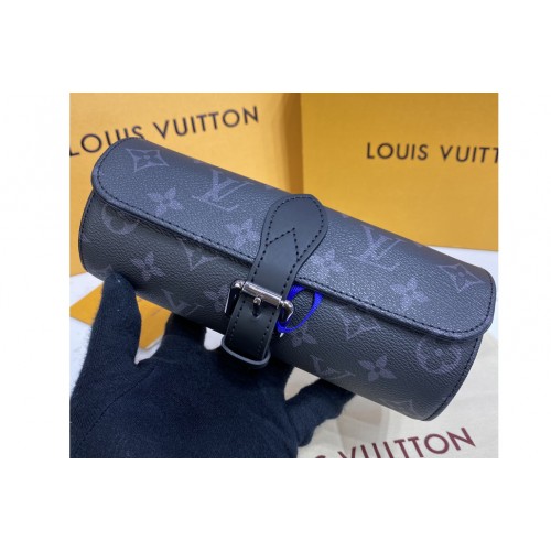 Louis Vuitton M43385 3 Watch Case in Monogram Eclipse Canvas