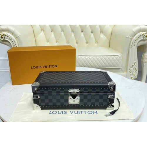 Louis Vuitton N48194 8 watch case in Damier Garphite canvas