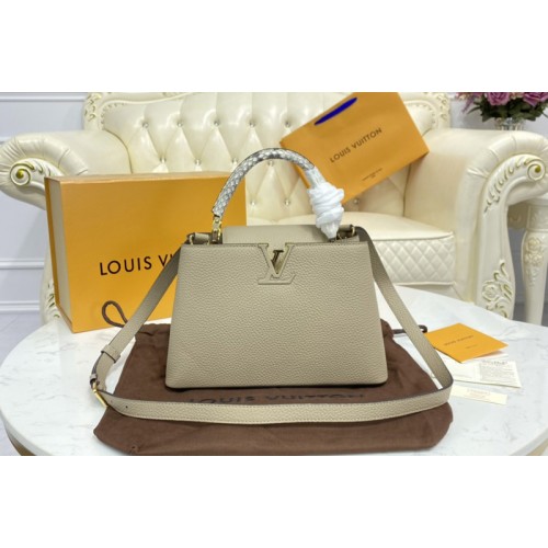 Louis Vuitton M51166 Capucines MM handbag in Gray Taurillon leather