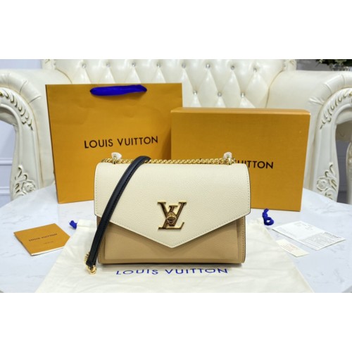 Louis Vuitton M56641 Mylockme Chain Bag in Arizona Brown   Quartz White   Caramel Brown soft calf leather