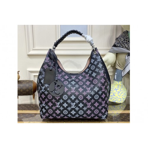 Louis Vuitton M21299 Carmel hobo bag in Black Mahina perforated calf leather