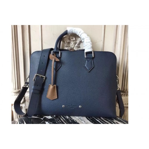 Louis Vuitton M53490 Armand Briefcase PM Bags in Blue Taurillon Leather