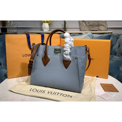 Louis Vuitton M56078 On My Side tote Bag in Blue Monogram pattern calf leather