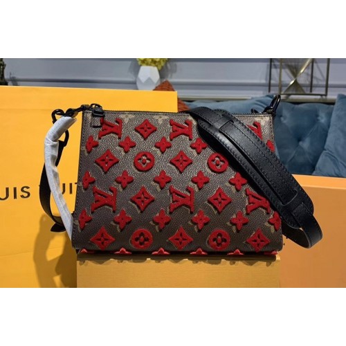 Louis Vuitton M54330 Triangle Shaped Shoulder Bag Monogram Empreinte Leather with Red embroidery